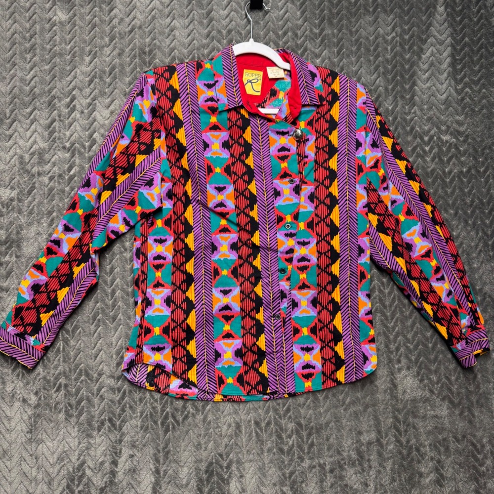 V vintageā Roper Western Shirt 9/10 Multicolor Excellent 90s Tribal Print (2055)